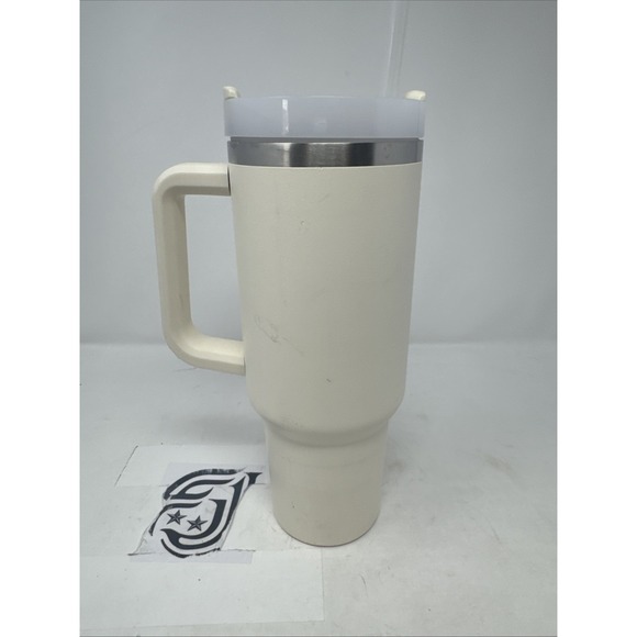 STANLEY Adventure Quencher Travel Tumbler Cup 40‎ Oz Cream White Very Good Used - Picture 5 of 7